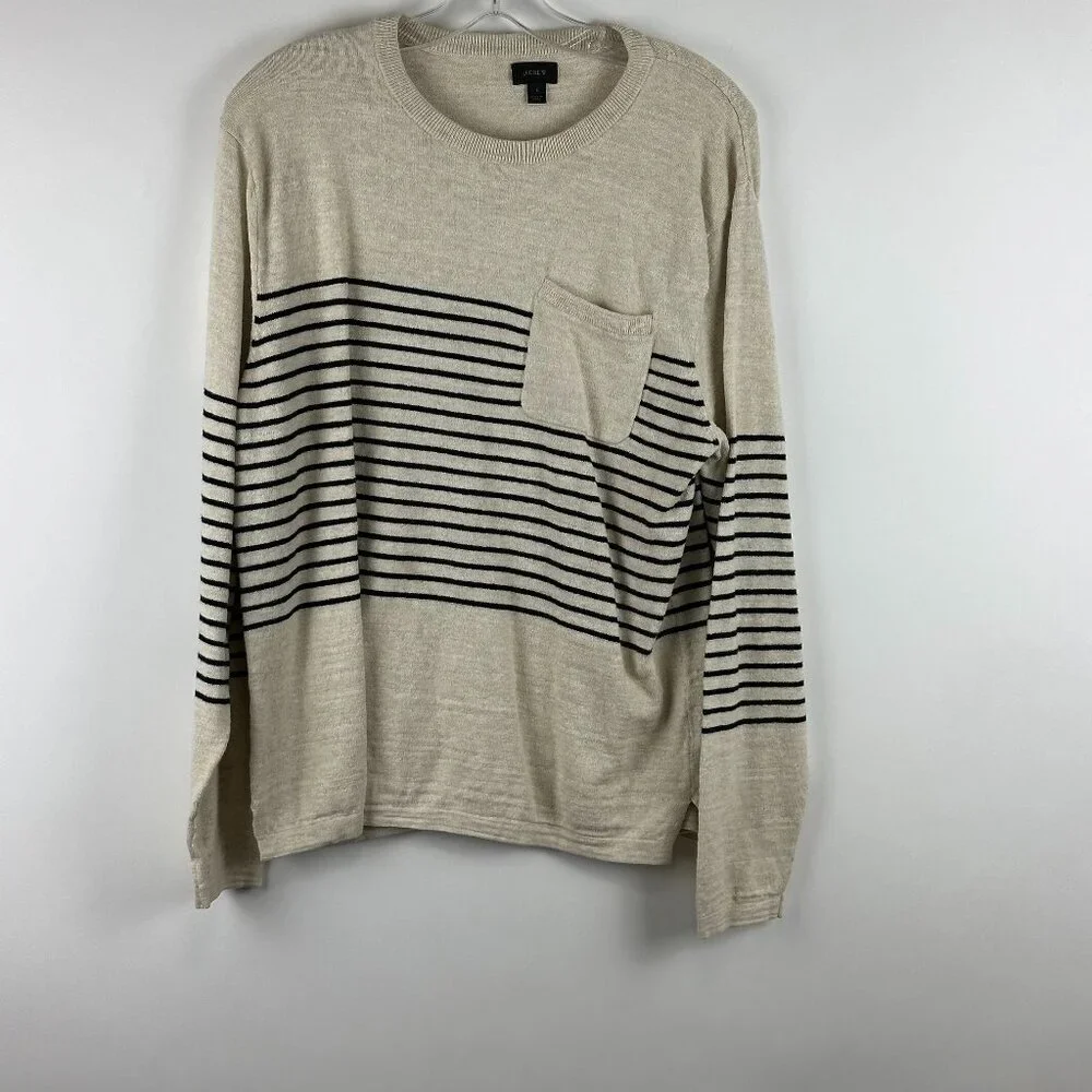J. Crew Men's Crew Neck Striped Long Sleeve Sweater